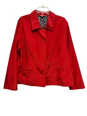erin london Red and Black Patterned Lined Jacket size XL EUC